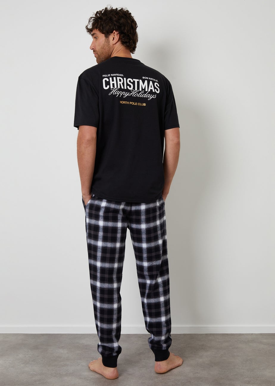 Threadbare Black Cotton Blend Check Christmas Set