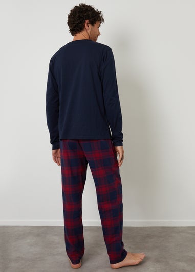 Threadbare Navy Cotton Blend Check Christmas Set
