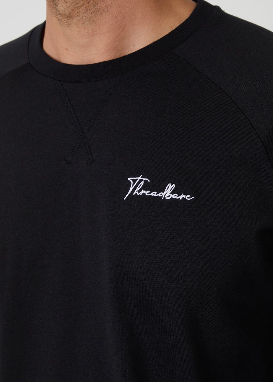 Threadbare Black Sweatshirt & Jogger Lounge Set