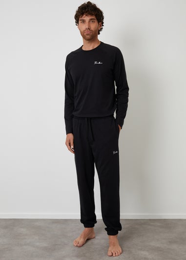 Threadbare Black Sweatshirt & Jogger Lounge Set