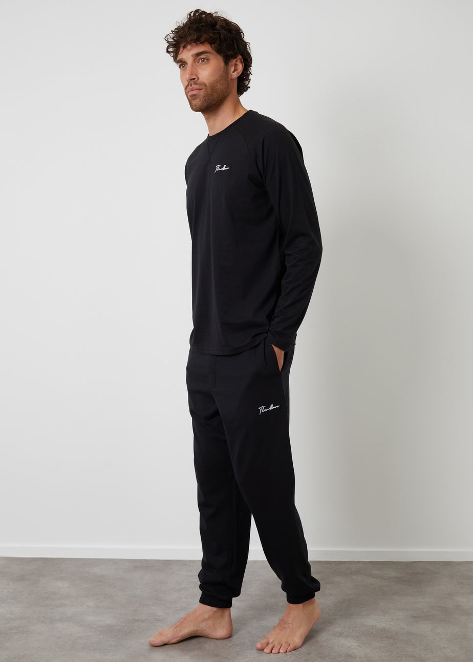 Threadbare Black Sweatshirt & Jogger Lounge Set
