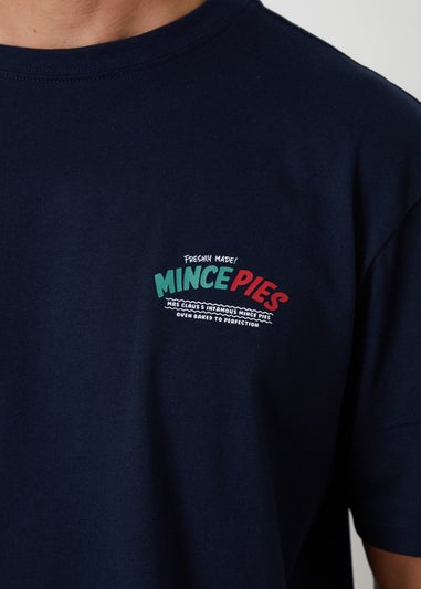 Threadbare Navy Check Christmas Graphic Pyjama Set