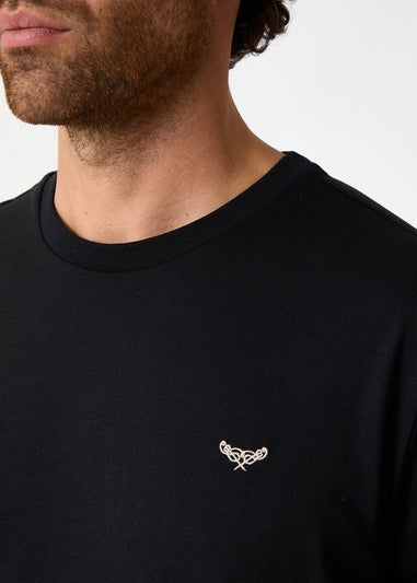 Threadbare Black Cotton Blend Short Sleeve Check Pyjama Set