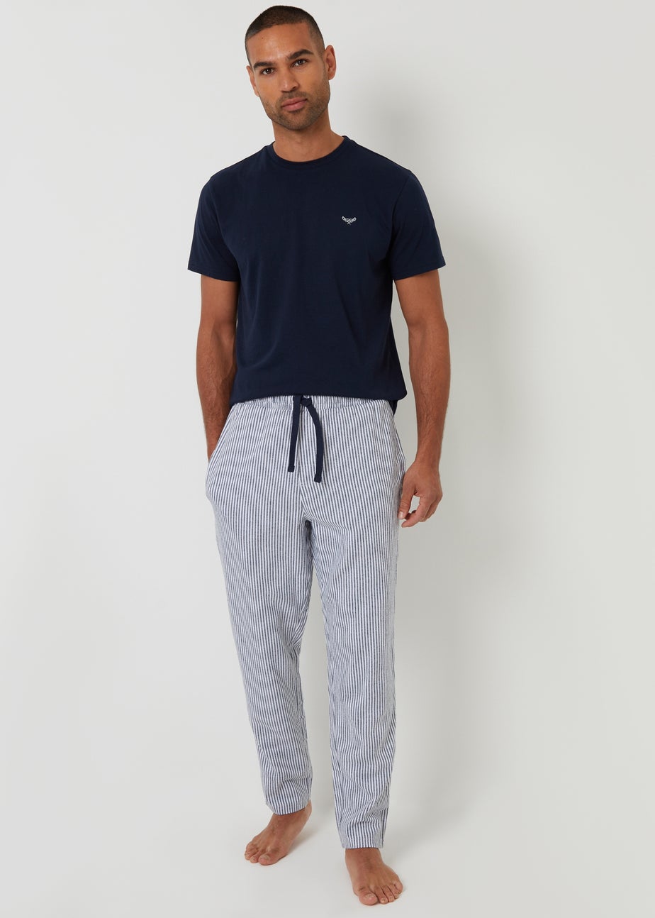 Threadbare Navy Short Sleeve Top & Stripe Pants Pyjama Set