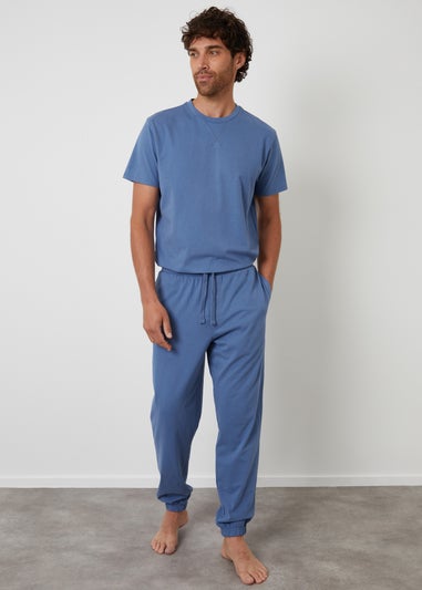 Threadbare Blue Peached Cotton Short Sleeve Pyjama Set