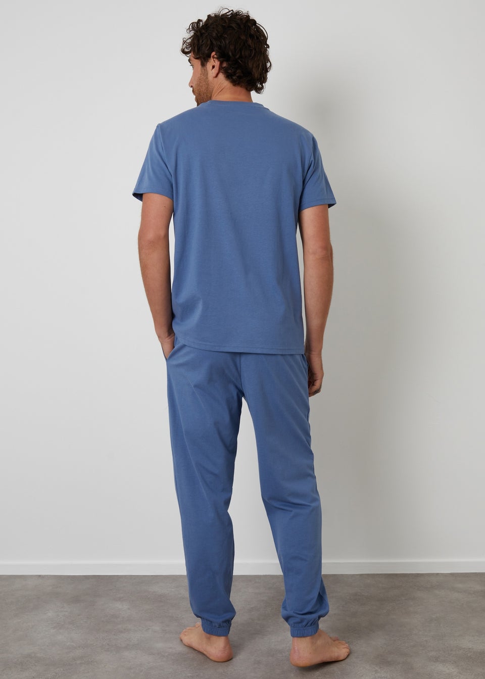 Threadbare Blue Peached Cotton Short Sleeve Pyjama Set