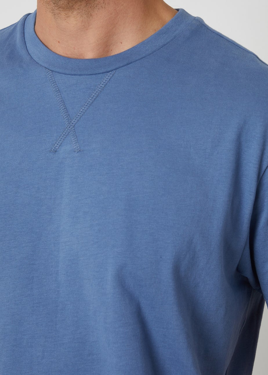 Threadbare Blue Peached Cotton Short Sleeve Pyjama Set