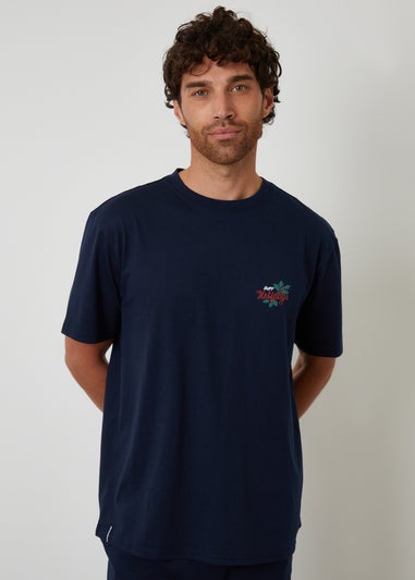 Threadbare Navy Christmas Graphic Lounge Set