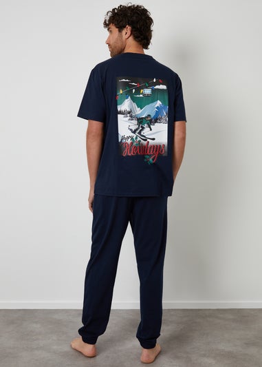 Threadbare Navy Christmas Graphic Lounge Set