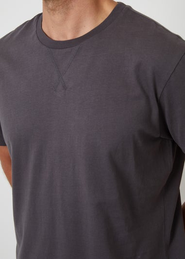 Threadbare Dark Grey Peached Cotton Short Sleeve Pyjama Set