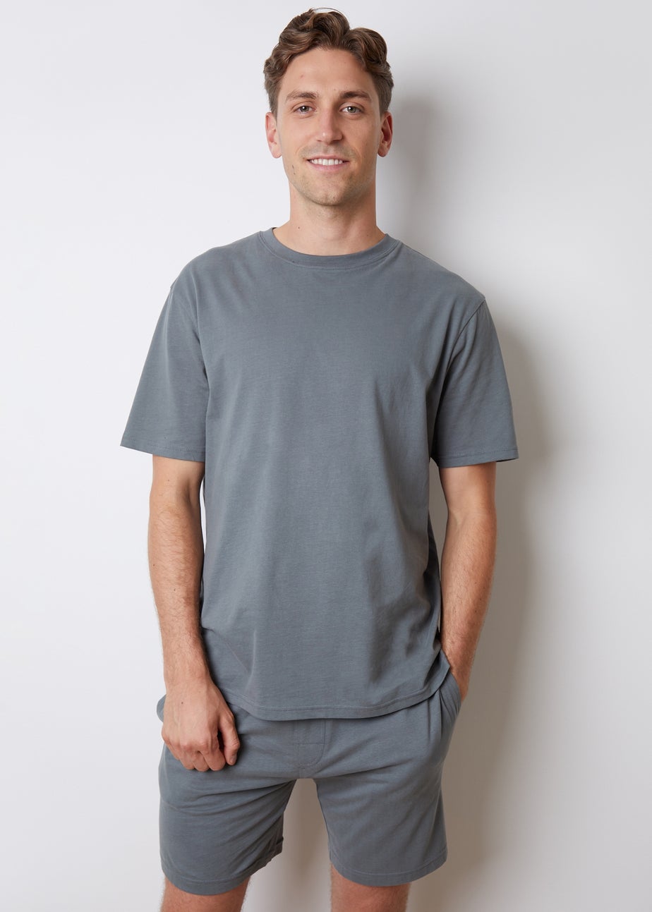 Threadbare Blue Relaxed Fit Peached Cotton Shortie Lounge Set