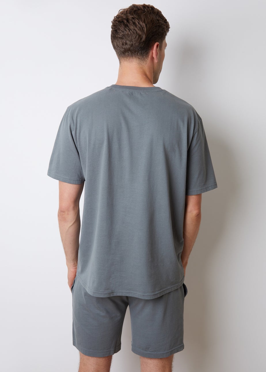 Threadbare Blue Relaxed Fit Peached Cotton Shortie Lounge Set