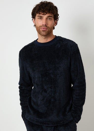 Threadbare Navy Two Tone Borg Loungewear Set