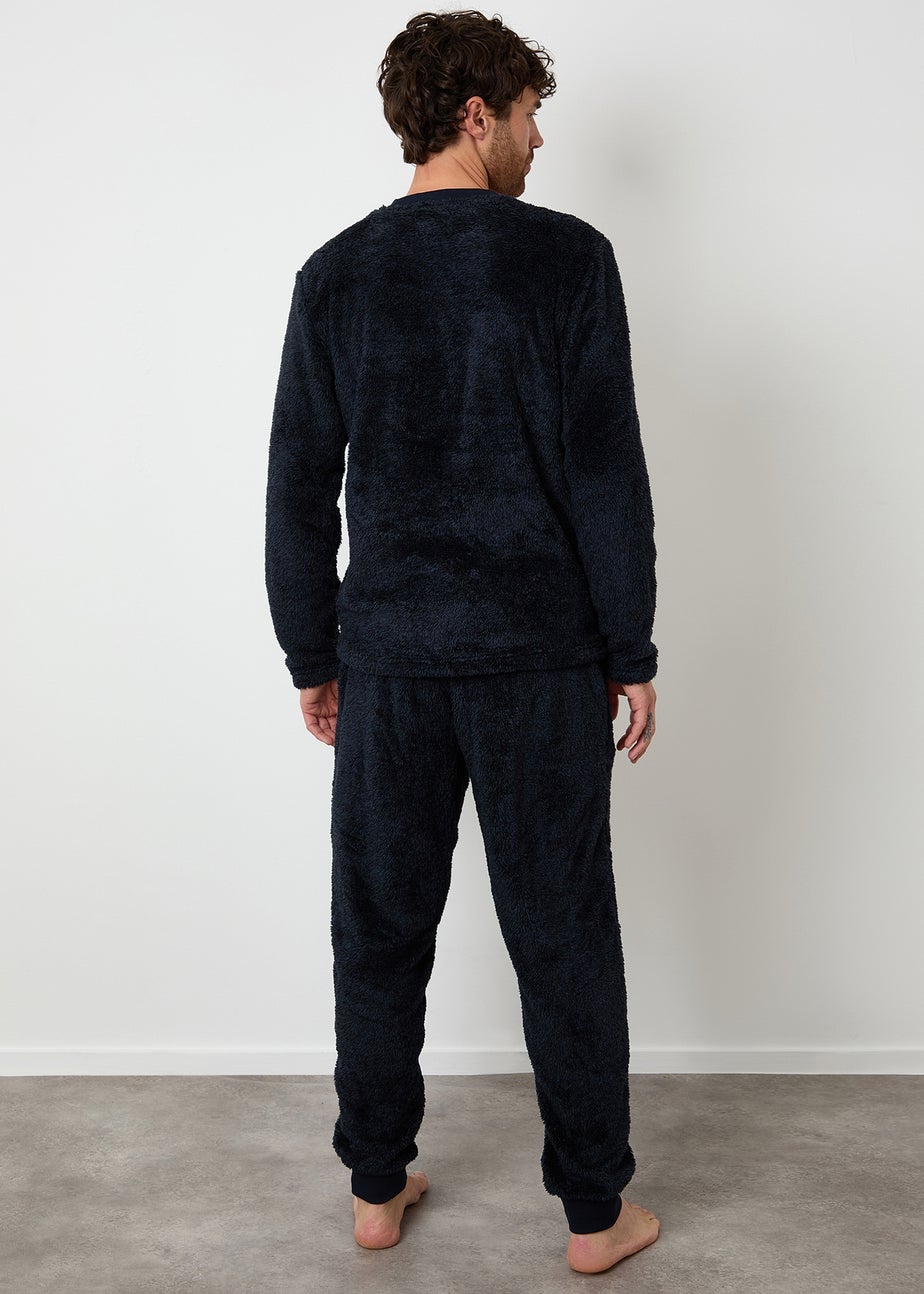 Threadbare Navy Two Tone Borg Loungewear Set