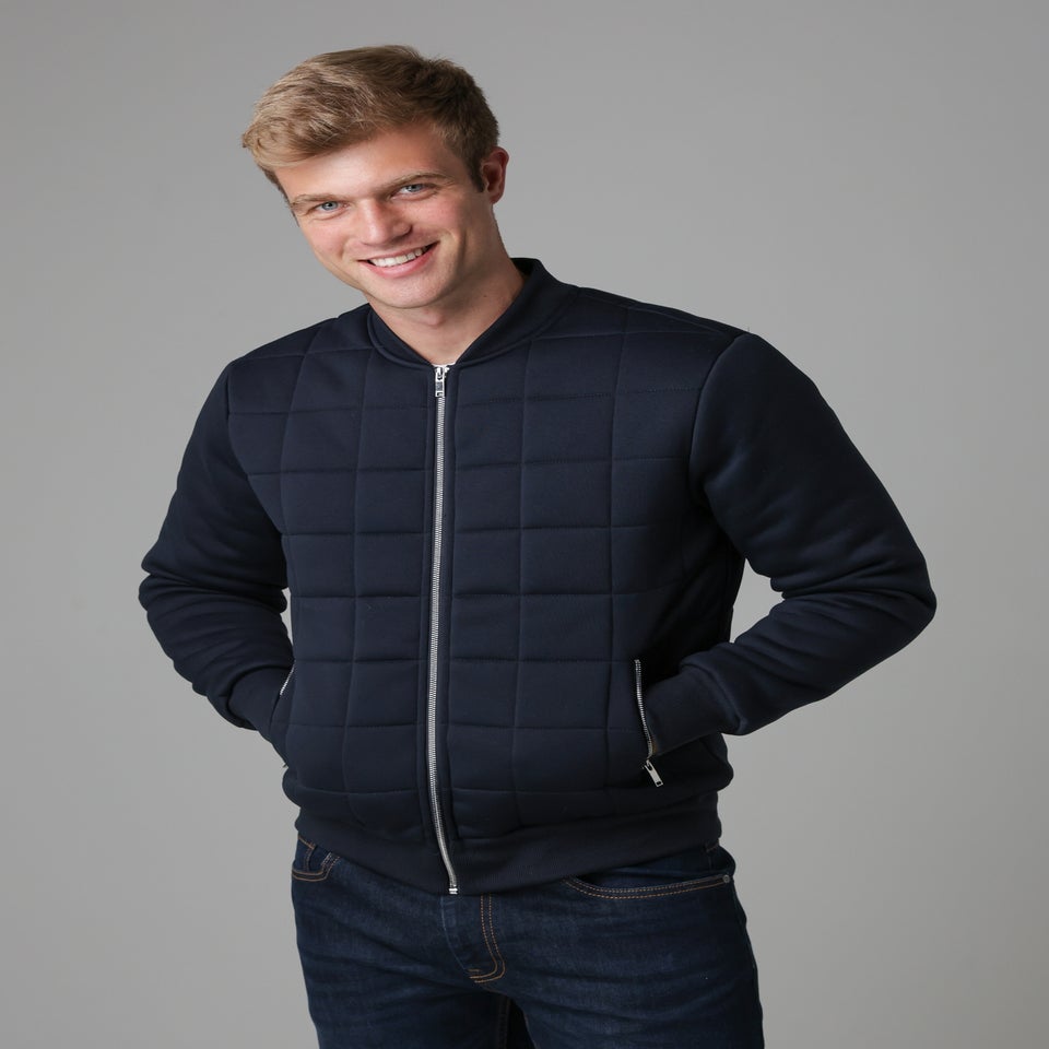 Nines Navy Quilted Fleece Zip-Through Bomber Jacket