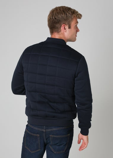 Nines Navy Quilted Fleece Zip-Through Bomber Jacket