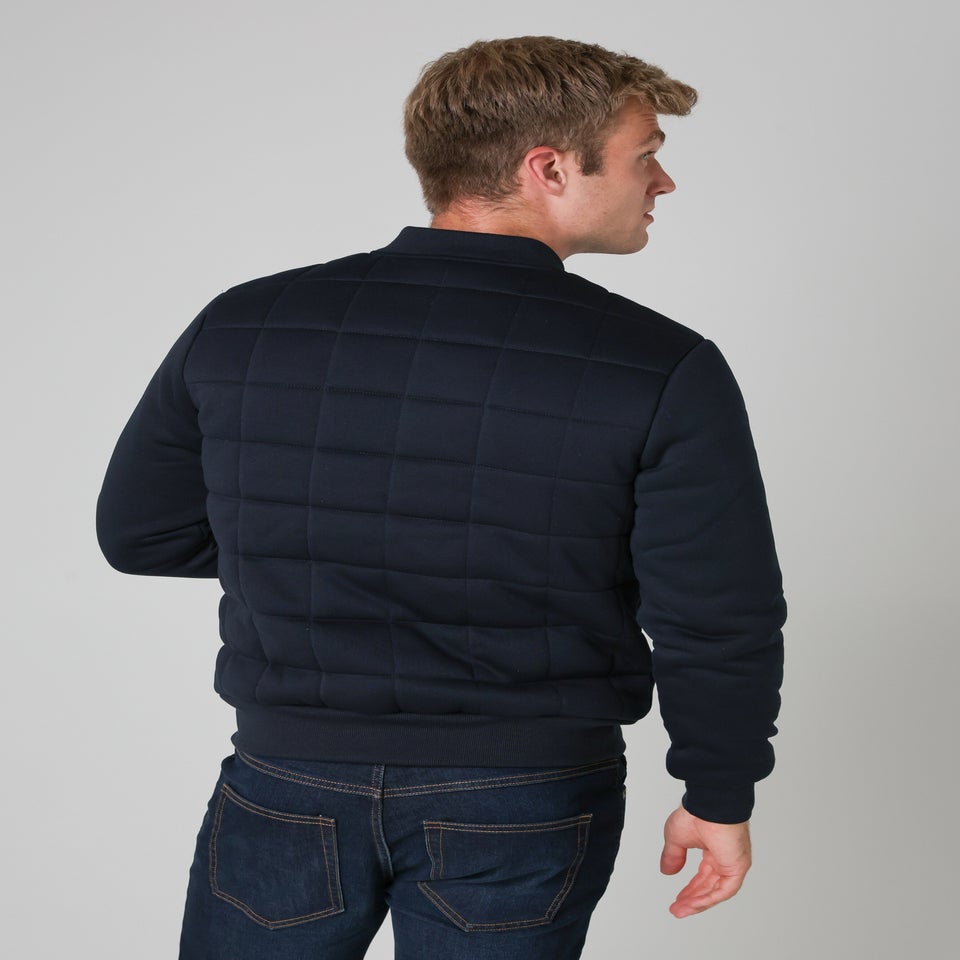 Nines Navy Quilted Fleece Zip-Through Bomber Jacket