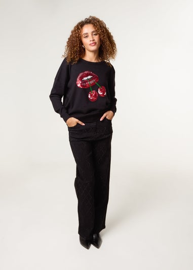 Blue Vanilla Black Cherry Lips Jumper