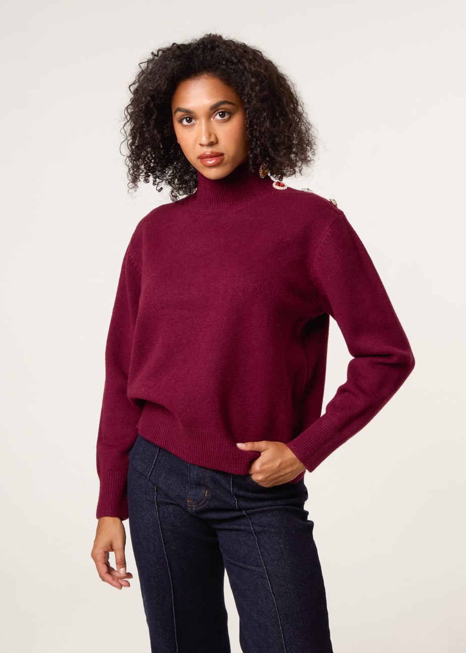 Blue Vanilla Red Jewel Button Jumper