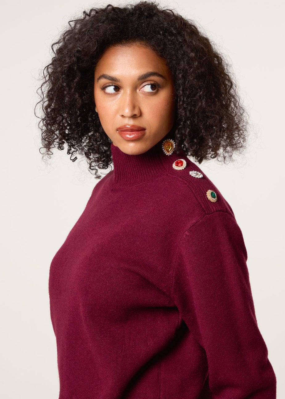 Blue Vanilla Red Jewel Button Jumper