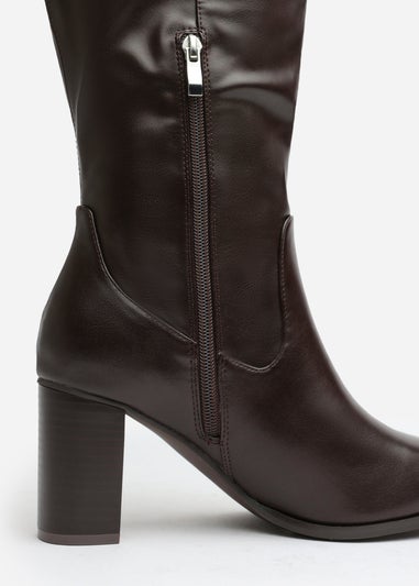 Where's That From Hawthorn Brown PU Block Heel Boots