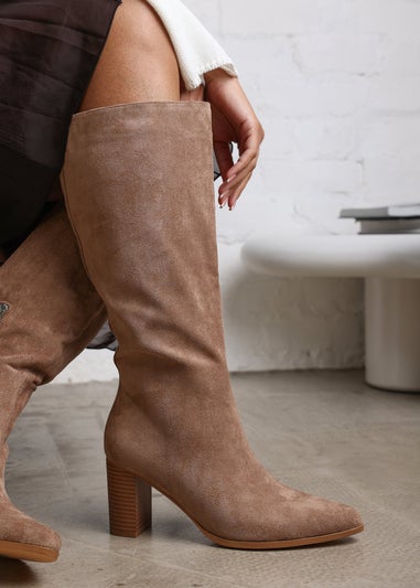 Where's That From Elder Camel Suede Block Heel Boots