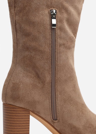 Where's That From Elder Camel Suede Block Heel Boots