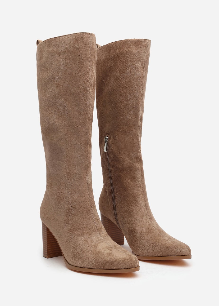 Where's That From Elder Camel Suede Block Heel Boots