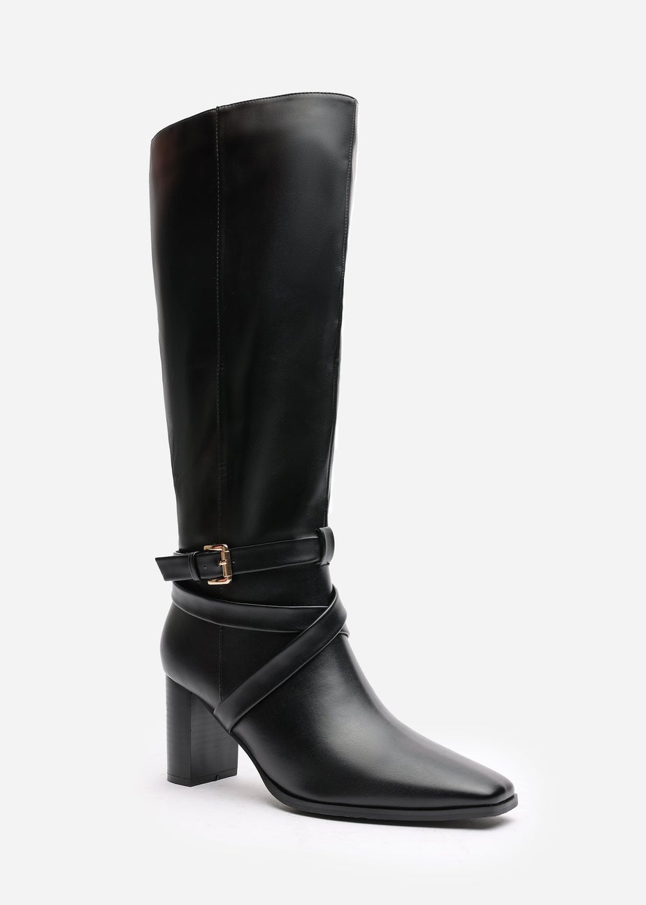 Where's That From Yvette Black PU Knee High Boots