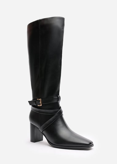 Where's That From Yvette Black PU Knee High Boots