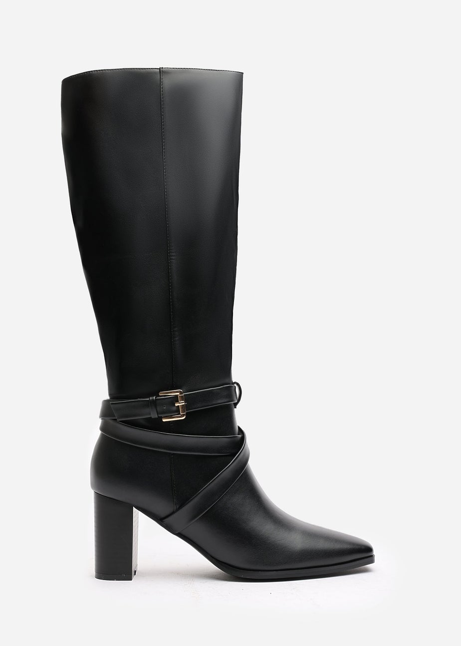 Where's That From Yvette Black PU Knee High Boots