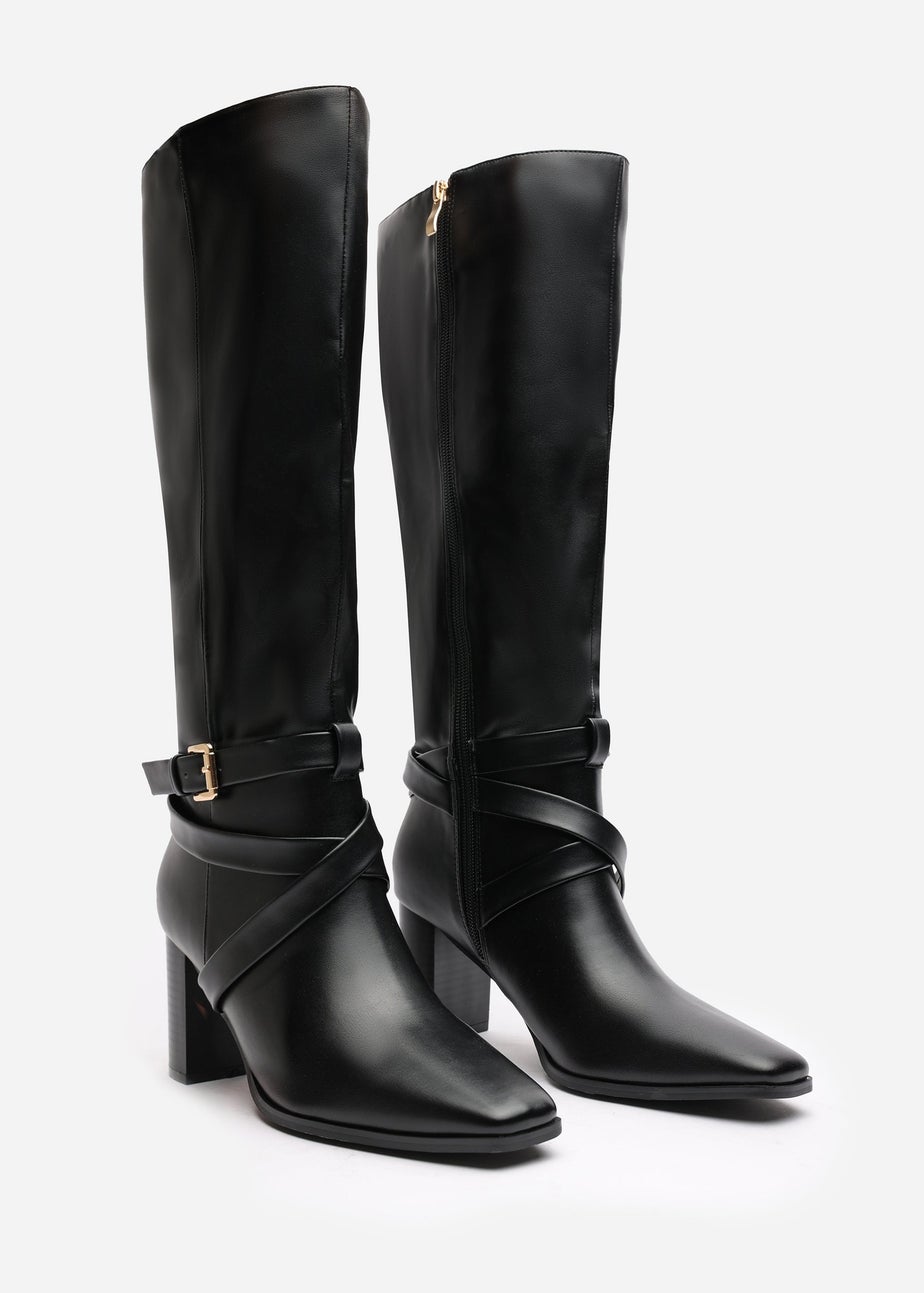 Where's That From Yvette Black PU Knee High Boots