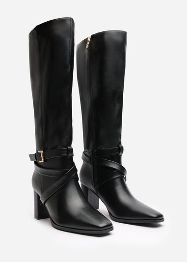 Where's That From Yvette Black PU Knee High Boots