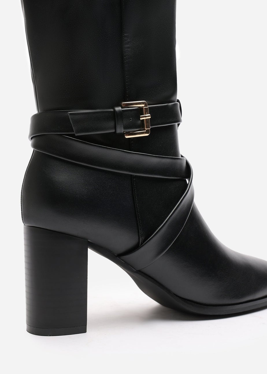 Where's That From Yvette Black PU Knee High Boots