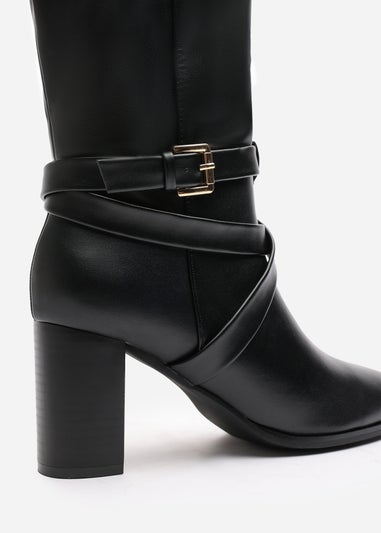 Where's That From Yvette Black PU Knee High Boots