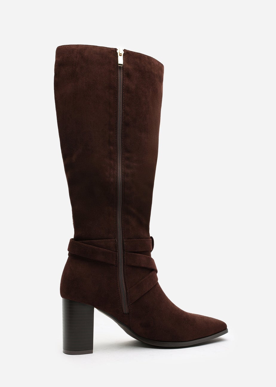 Where's That From Yvette Dark Brown PU Knee High Boots