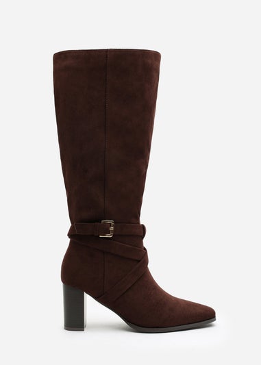 Where's That From Yvette Dark Brown PU Knee High Boots