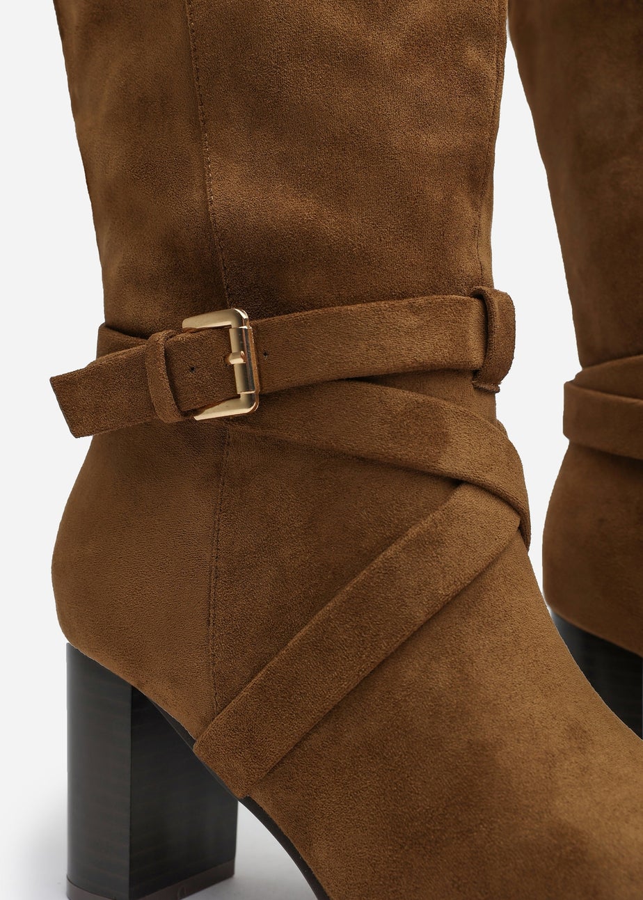 Where's That From Yvette Khaki PU Knee High Boots