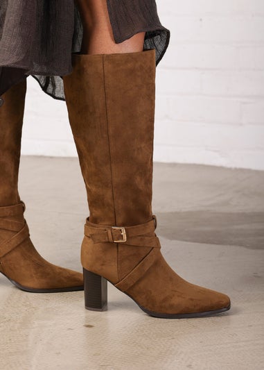 Where's That From Yvette Khaki PU Knee High Boots