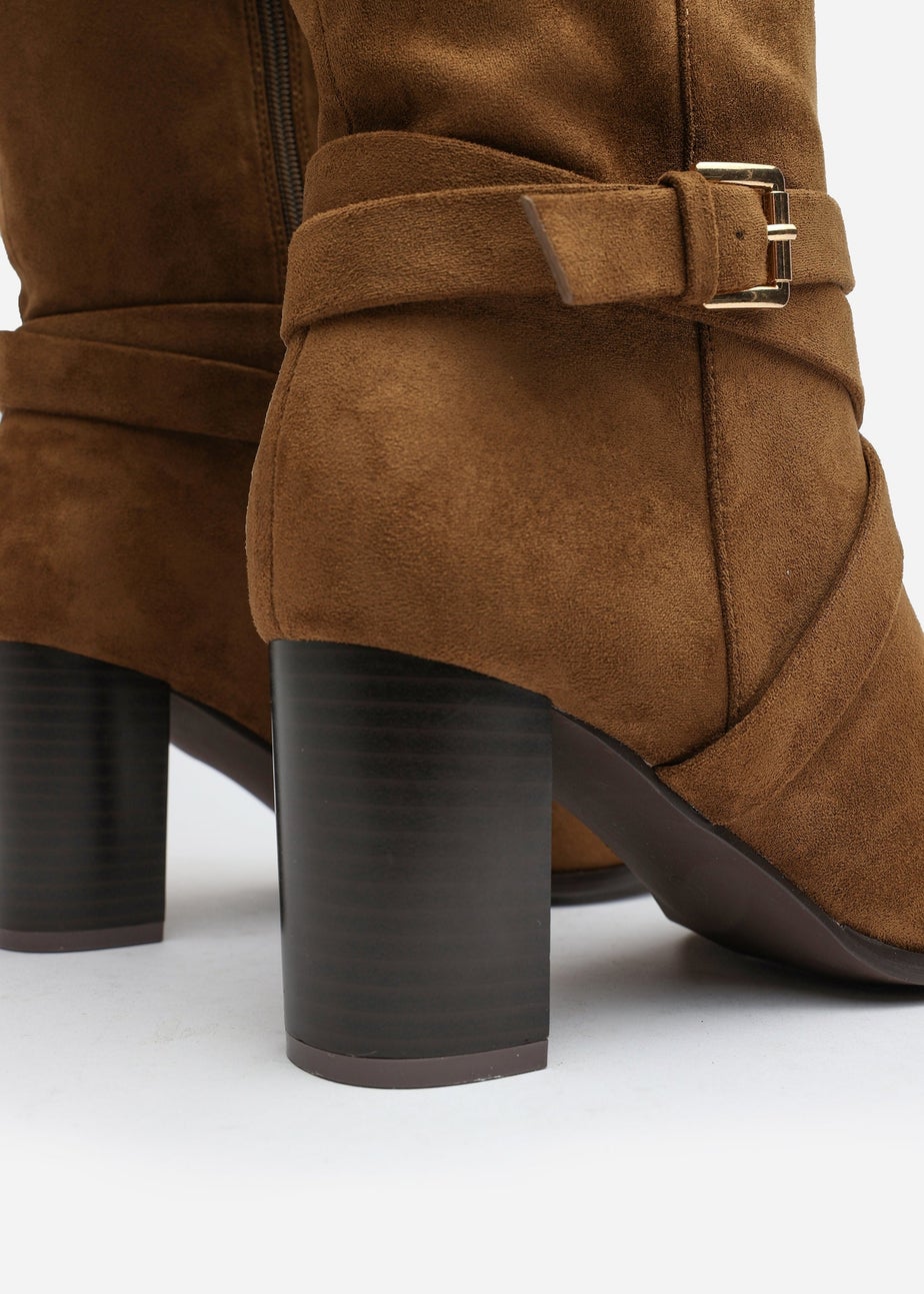 Where's That From Yvette Khaki PU Knee High Boots