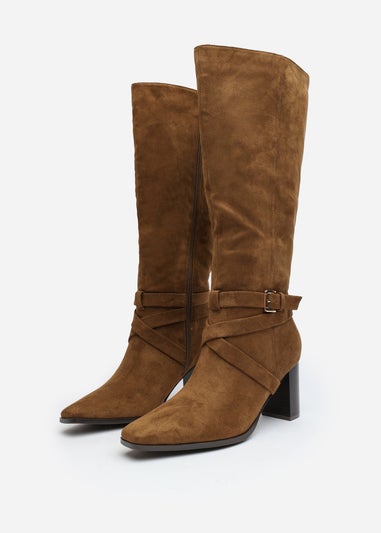 Where's That From Yvette Khaki PU Knee High Boots
