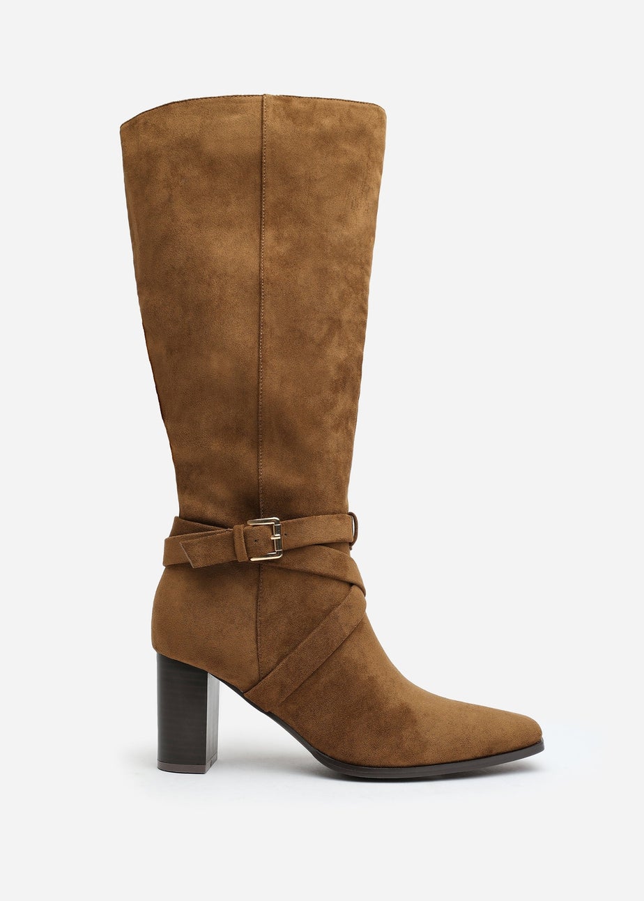 Where's That From Yvette Khaki PU Knee High Boots