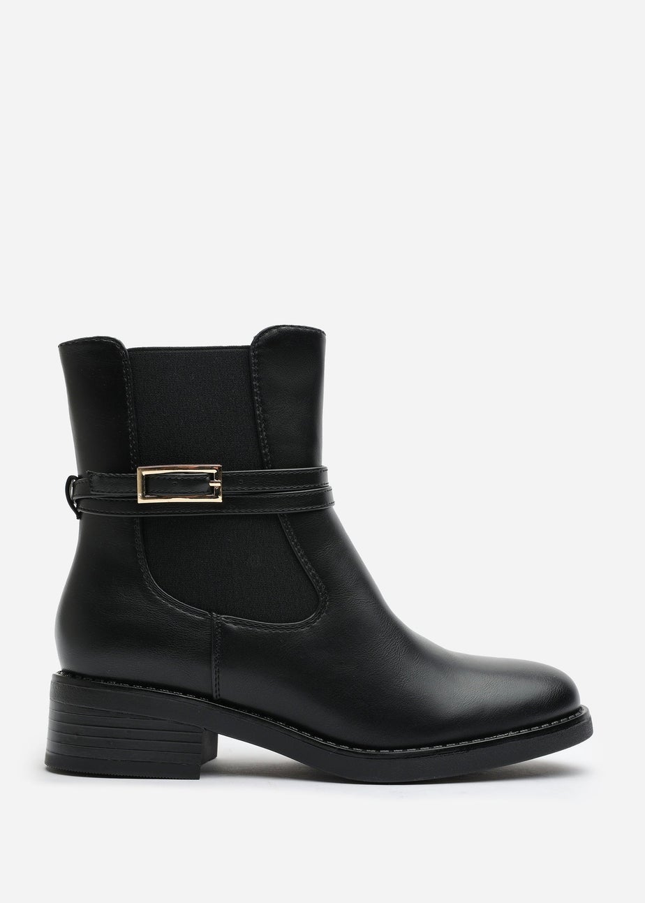 Where's That From Quilla Black PU Ankle Boot