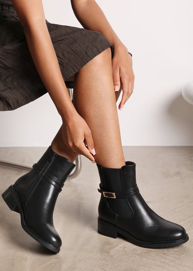 Where's That From Quilla Black PU Ankle Boot
