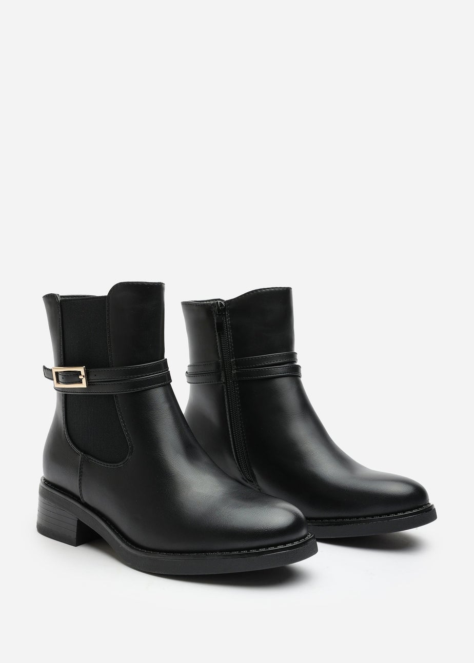 Where's That From Quilla Black PU Ankle Boot