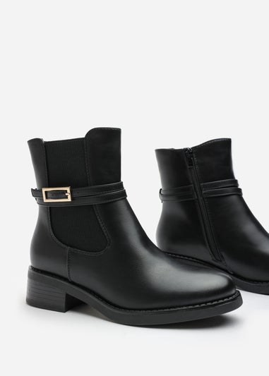 Where's That From Quilla Black PU Ankle Boot