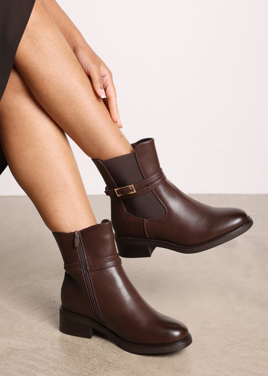 Where's That From Quilla Light Brown PU Ankle Boot