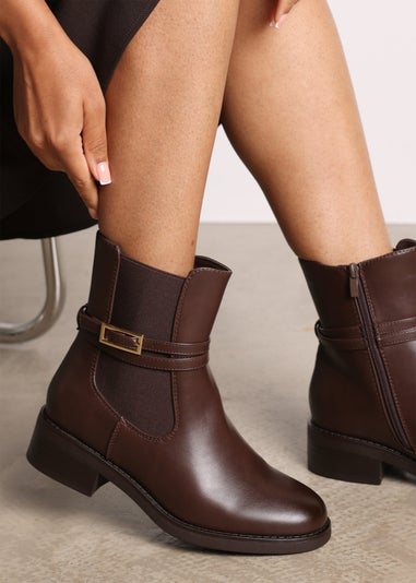 Where's That From Quilla Light Brown PU Ankle Boot