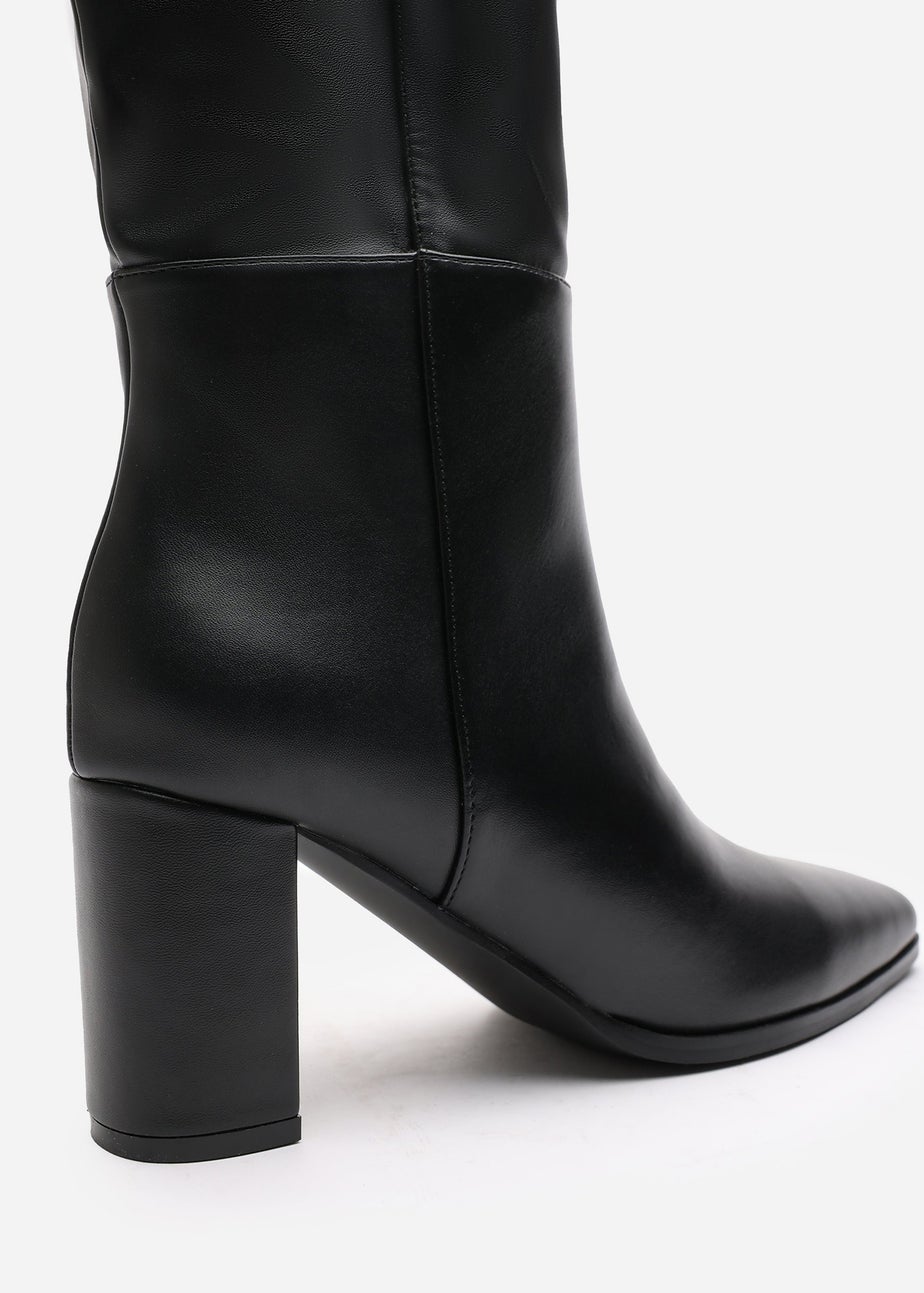 Where's That From Xenia Black PU Over The Knee Boots