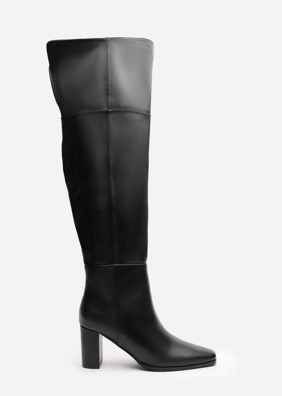 Where's That From Xenia Black PU Over The Knee Boots
